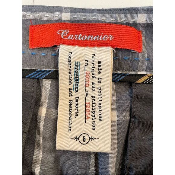 Cartonnier Anthropologie Gray Gridlock Checkered Crop Pants Sz 6 - Picture 7 of 9